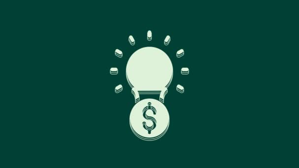 Λευκή Λάμπα Σύμβολο Δολαρίου Που Απομονώνεται Πράσινο Φόντο Χρήματα Κάνοντας — Αρχείο Βίντεο