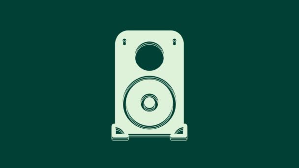 Ikona Reproduktoru White Stereo Izolovaná Zeleném Pozadí Reproduktory Zvukového Systému — Stock video