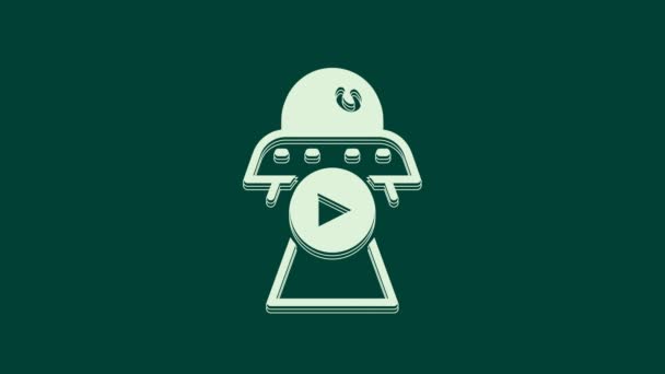 Biała Ikona Science Fiction Odizolowana Zielonym Tle Filmy Science Fiction — Wideo stockowe