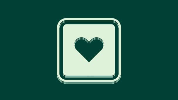 White Heart Icon Isolated Green Background Counter Notification Icon Follower — Stock Video