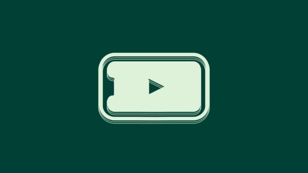 Beyaz Online Video Oynatma Simgesi Yeşil Arkaplanda Izole Edildi Akıllı — Stok video