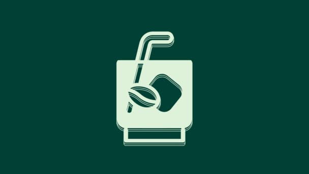 Biała Ikona Tonik Kawy Espresso Izolowane Zielonym Tle Animacja Graficzna — Wideo stockowe