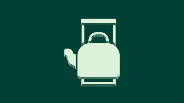 White Kettle Handle Icon Isolated Green Background Teapot Icon Video — Stock Video
