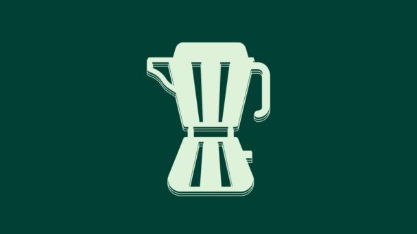 Fehér Kávéfőző Moca Pot Ikon Elszigetelt Zöld Háttérrel Videó Mozgás — Stock videók