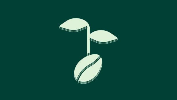 Λευκό Κόκκους Καφέ Εικονίδιο Απομονώνονται Πράσινο Φόντο Γραφική Κίνηση Κίνησης — Αρχείο Βίντεο