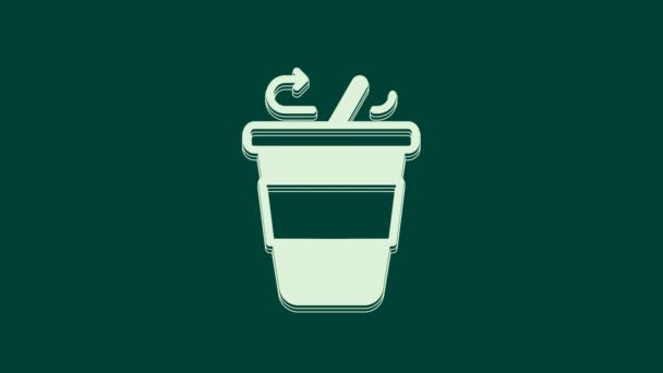 Белый Чашка Кофе Пойти Значок Изолирован Зеленом Фоне Видеографическая Анимация — стоковое видео