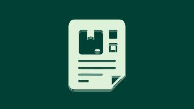 Beyaz Waybill simgesi yeşil arkaplanda izole edildi. 4K Video hareketli grafik canlandırması.