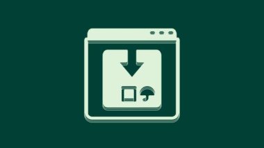 Beyaz Çevrimiçi uygulama dağıtım ikonu yeşil arkaplanda izole edildi. Paket takibi. 4K Video hareketli grafik canlandırması.