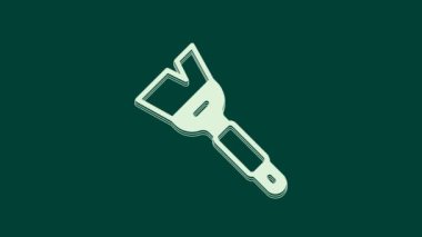 Yeşil arkaplanda beyaz arıcılık ikonu izole edildi. Arı yetiştiricisinin aleti. 4K Video hareketli grafik canlandırması.