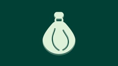 Yeşil arkaplanda beyaz çöp torbası simgesi izole edildi. 4K Video hareketli grafik canlandırması.
