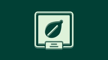 Özel bir bitki simgesinin beyaz tohumları yeşil arka planda izole edilmiş. 4K Video hareketli grafik canlandırması.
