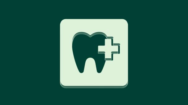 白色牙科诊所的位置图标孤立在绿色背景 4K视频运动图形动画 — 图库视频影像