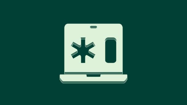 White Medical Klinický Záznam Notebooku Ikonu Izolované Zeleném Pozadí Formulář — Stock video