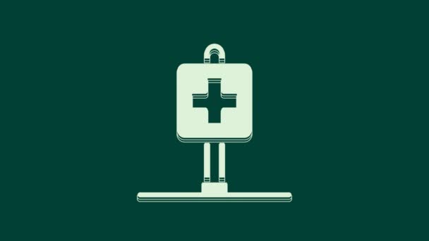 Fehér Orvosi Térkép Mutató Kereszt Kórház Ikon Elszigetelt Zöld Alapon — Stock videók