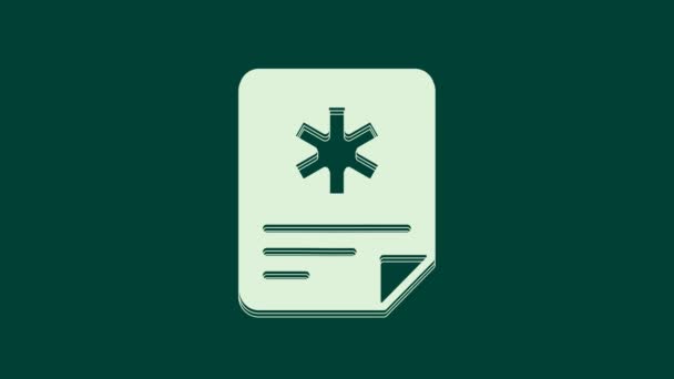White Medical Clipboard Clinical Record Icon Isolated Green Background Prescription — Stock Video