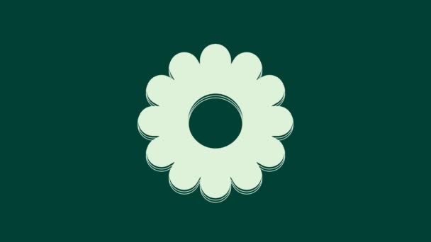 Weiße Blume Symbol Isoliert Auf Grünem Hintergrund Süße Natürliche Nahrung — Stockvideo