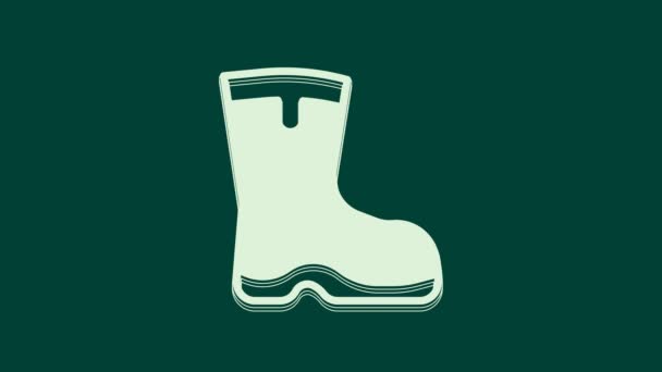 Białe Buty Wędkarskie Ikona Izolowane Zielonym Tle Wodoodporny Gumowy Żelki — Wideo stockowe
