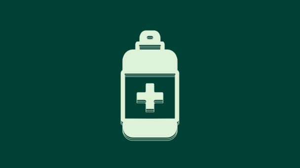 Weiße Flasche Flüssige Antibakterielle Seife Mit Spendersymbol Auf Grünem Hintergrund — Stockvideo