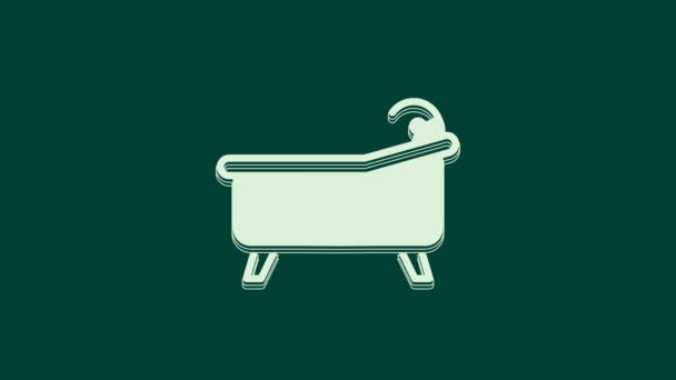 Weiße Badewanne Symbol Isoliert Auf Grünem Hintergrund Video Motion Grafik — Stockvideo