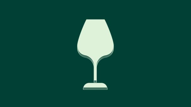 Bílé Víno Ikona Izolované Zeleném Pozadí Znamení Sklenice Víno Grafická — Stock video