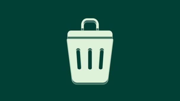 White Papierkorb Symbol Isoliert Auf Grünem Hintergrund Mülleimer Schild Papierkorb — Stockvideo