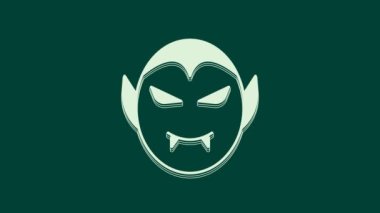 Beyaz Vampir ikonu yeşil arka planda izole edildi. Mutlu Cadılar Bayramı Partisi. 4K Video hareketli grafik canlandırması.