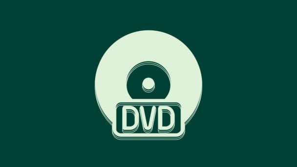 Bílá Ikona Disku Nebo Dvd Izolovaná Zeleném Pozadí Značka Kompaktního — Stock video
