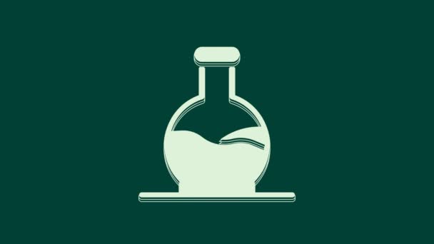 Белый Значок Пробирки Значок Химической Лаборатории Выделены Зеленом Фоне Знак — стоковое видео