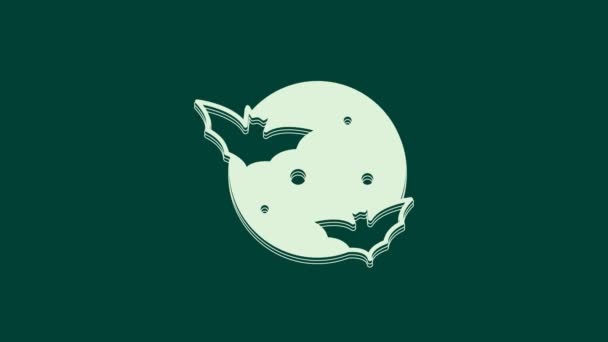 Icono Luna Blanca Estrellas Aislado Sobre Fondo Verde Señal Noche — Vídeo de stock