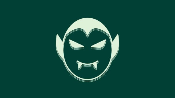 緑の背景に隔離された白い吸血鬼のアイコン ハッピーハロウィンパーティー 4Kビデオモーショングラフィックアニメーション — ストック動画