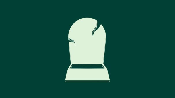 White Tombstone Rip Написаним Ньому Іконою Ізольованим Зеленому Фоні Могила — стокове відео