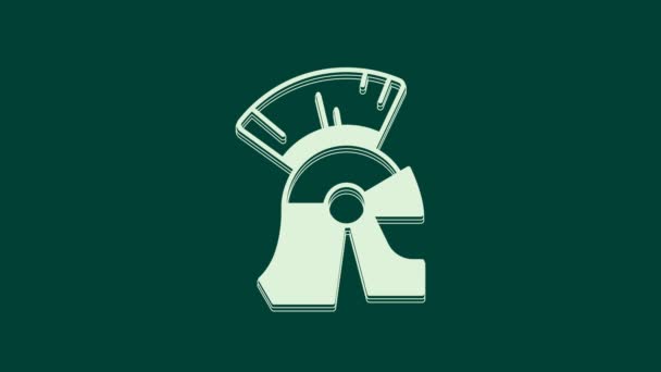 White Roman Army Helmet Icon Isolated Green Background Video Motion — Stock Video