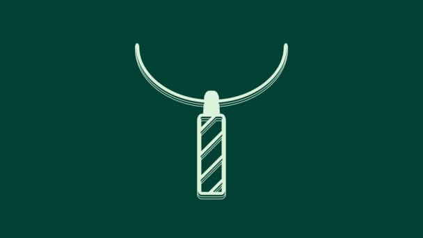 Colgante Blanco Icono Del Collar Aislado Sobre Fondo Verde Animación — Vídeos de Stock