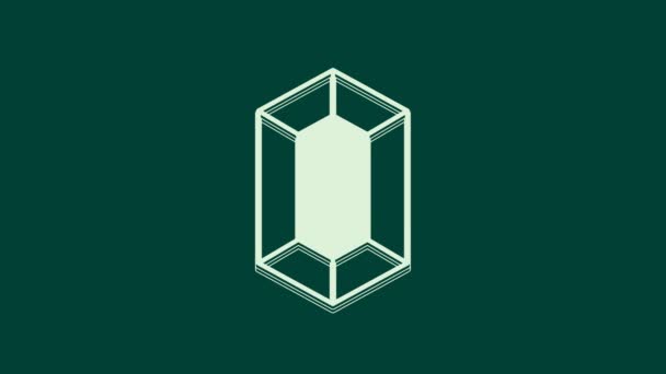 White Gem Stone Icon Isolated Green Background Jewelry Symbol Diamond — Vídeo de Stock
