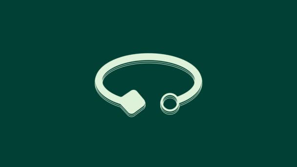 Witte Armband Sieraden Pictogram Geïsoleerd Groene Achtergrond Bangle Teken Video — Stockvideo