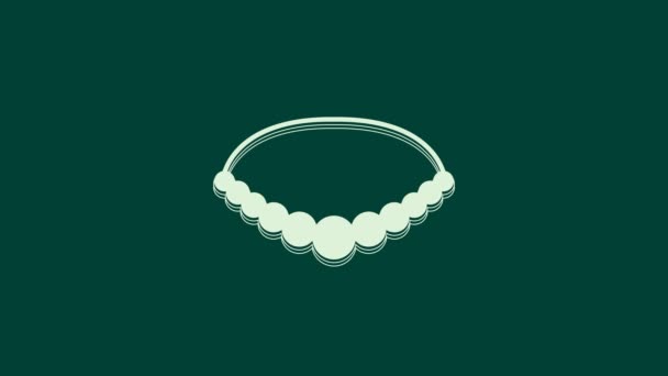 White Pearl Halskette Symbol Isoliert Auf Grünem Hintergrund Video Motion — Stockvideo