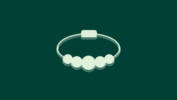 Bílý Náramek Šperky Ikona Izolované Zeleném Pozadí Značka Náramku Grafická — Stock video