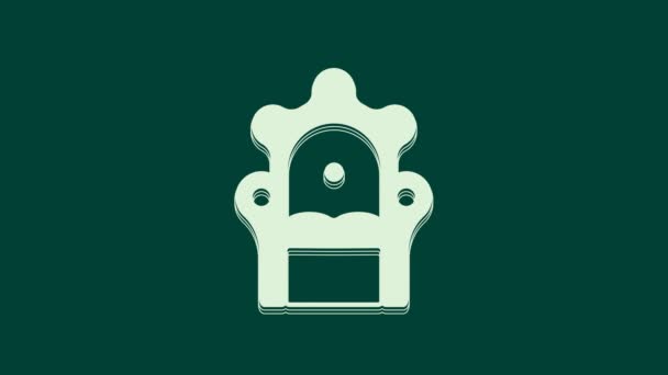 Символ Белого Средневекового Трона Выделен Зеленом Фоне Видеографическая Анимация — стоковое видео