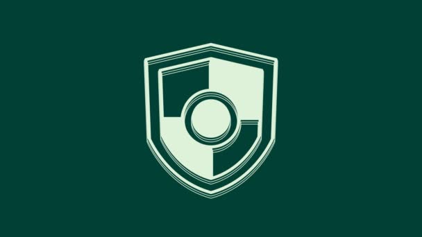 White Shield Icon Isolated Green Background Guard Sign Security Safety — Stock Video