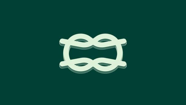 White Nautical Rope Knots Icon Isolated Green Background Rope Tied — Stock Video