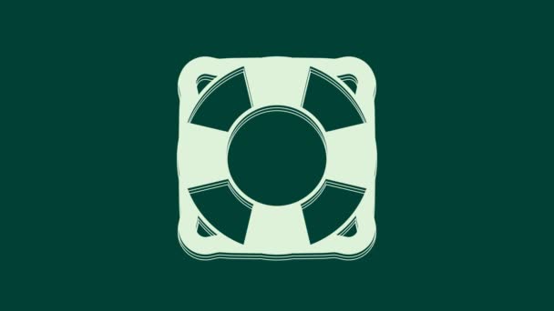 Witte Levensboei Pictogram Geïsoleerd Groene Achtergrond Het Symbool Van Reddingsgordel — Stockvideo