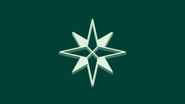 Иконка Розы Белого Ветра Выделена Зеленом Фоне Значок Компаса Путешествий — стоковое видео