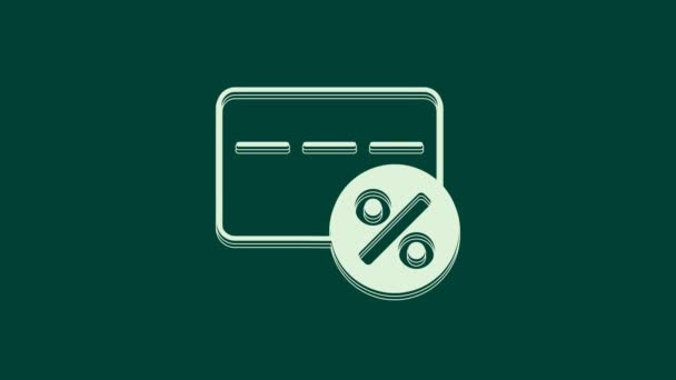 Cartão Desconto Branco Com Ícone Percentual Isolado Fundo Verde Cartão — Vídeo de Stock