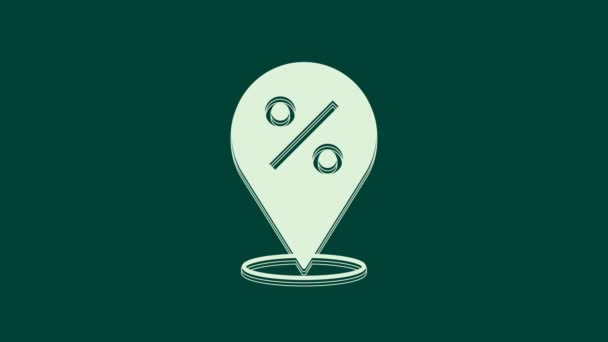 White Location Mit Prozentrabattsymbol Auf Grünem Hintergrund Geldstandort Ikone Geschäfts — Stockvideo