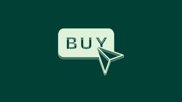 Bílé Tlačítko Koupit Ikonu Izolované Zeleném Pozadí Grafická Animace Pohybu — Stock video