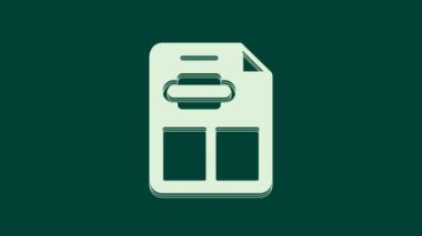 Beyaz Restoran Kafe menüsü simgesi yeşil arka planda izole edildi. 4K Video hareketli grafik canlandırması.