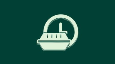 Yeşil arkaplanda beyaz saat teslim ikonu izole edildi. 4K Video hareketli grafik canlandırması.