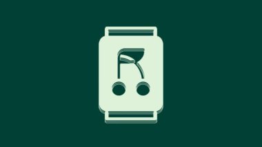 Beyaz soda kutusu ikonu yeşil arka planda izole edildi. 4K Video hareketli grafik canlandırması.