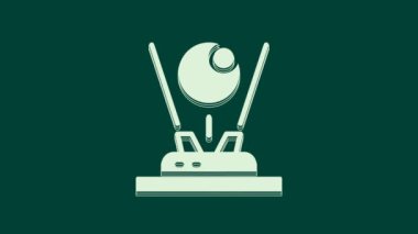 Yeşil arkaplanda beyaz hologram simgesi izole edildi. Küresel iletişim teknolojisi. 4K Video hareketli grafik canlandırması.