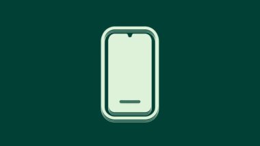 Beyaz Akıllı Telefon, yeşil arkaplanda izole edilmiş bir cep telefonu simgesi. 4K Video hareketli grafik canlandırması.